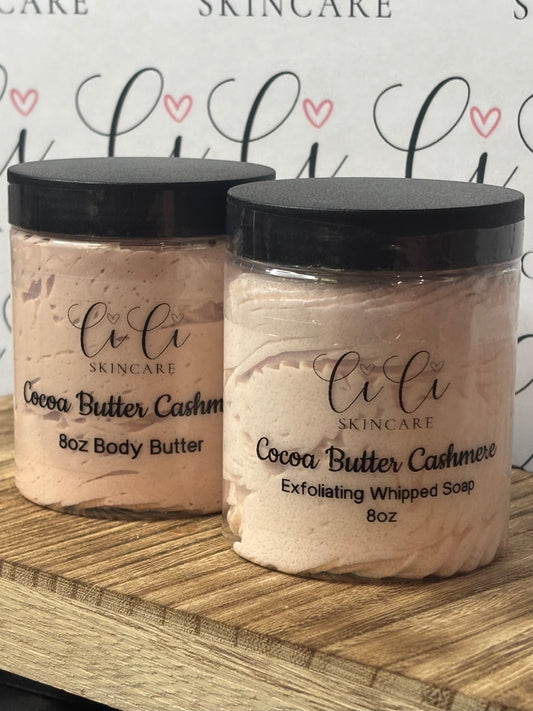 Cocoa Butter Cashmere Exfoliating Whipped Soap & Body Butter Set